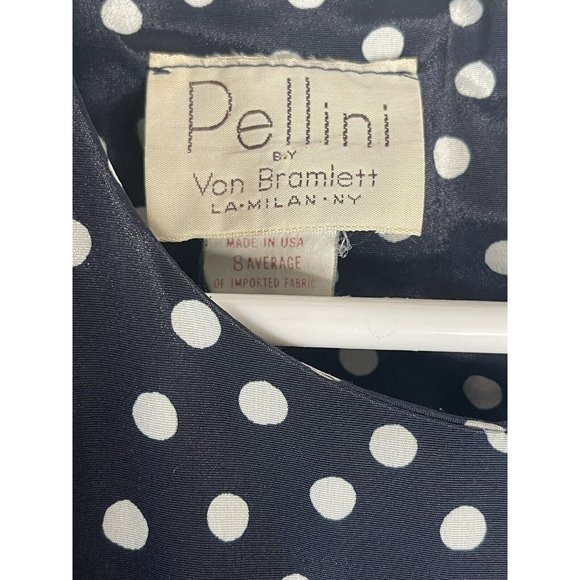 Vtg Pellini 3/4 Sleeve Blue Spotted Midi/maxi Dress Sz 8 Von Bromlett - Picture 5 of 12